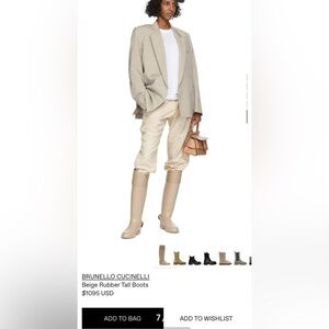 Brunello Cucinelli Tall Rubber Beige Riding Boots Sz 40